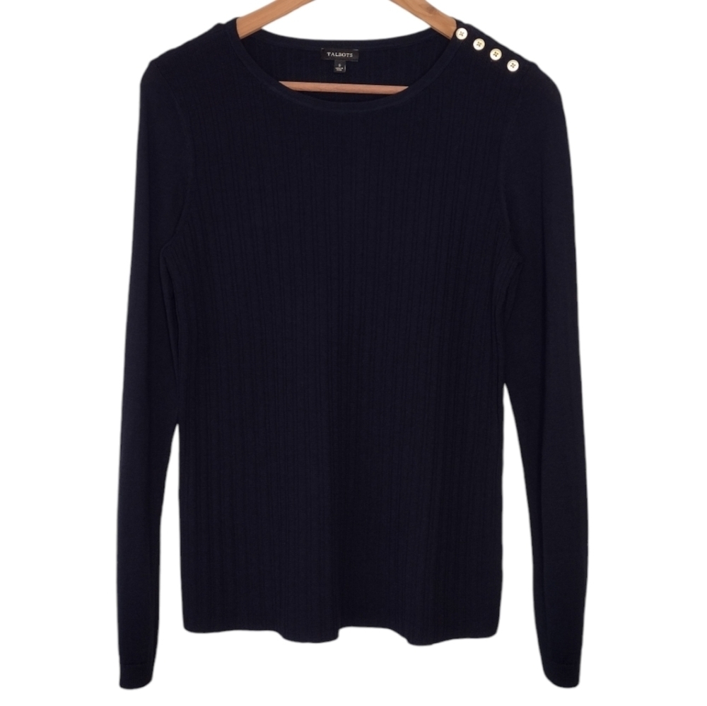 Talbots Women's Ribbed Knit Pullover Long Sleeve Crewneck Sweater Size S